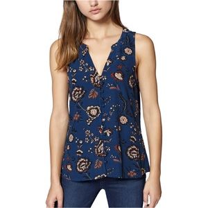 Sanctuary Beverly Deep Blue Floral Button Front Blouse Size XS